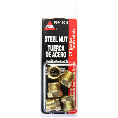 AGS Steel Tube Nut, 3/8 (5/8-18 Inverted), 5/card BLF-15C-5